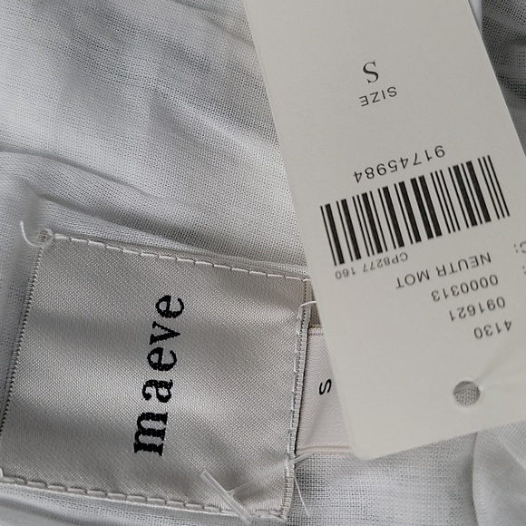 Maeve White & Black Puff-Sleeve Smocked Midi Dress - Picture 2 of 3